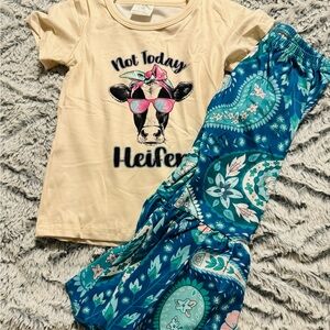 Not today heifer bell bottom pant set! BRAND NEW! Super soft & cute!